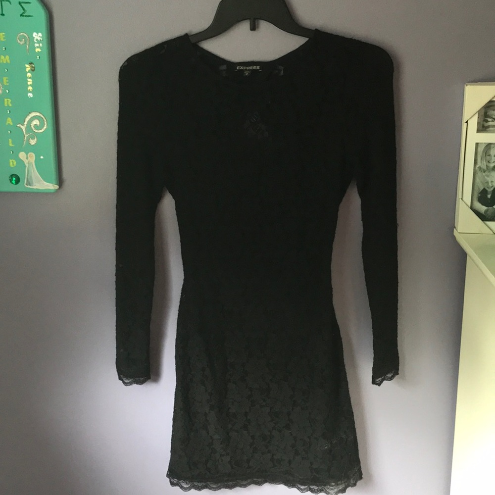 Black lace mini dress from Express